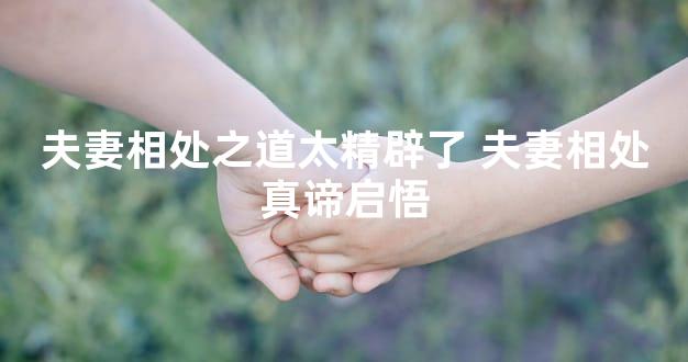 夫妻相处之道太精辟了 夫妻相处真谛启悟